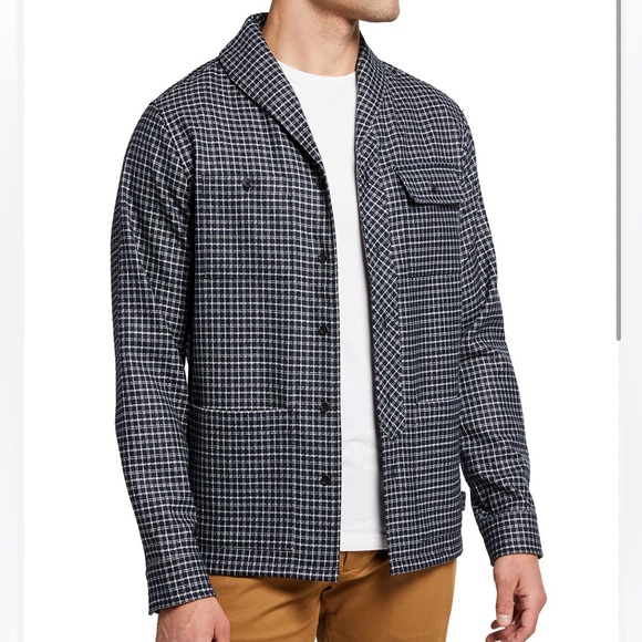 NWT - Scotch & Soda Men’s Wool Blended Shawl Collar Check Overshirt - Size L - Picture 2 of 13